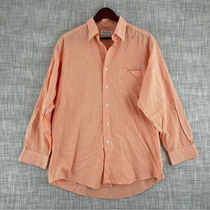 Brooks Brothers Shirt Button Down Long Sleeve Mens Size 16 orange Gingham 2724
